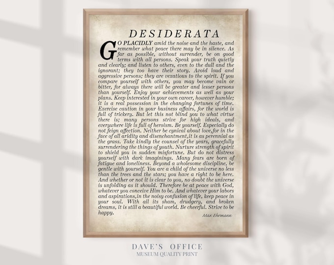Desiderata Poem Print, Custom Quote, Graduation Gift