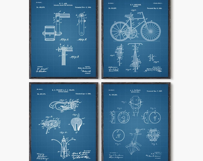 Bicycle Patent Prints, Set of 4 prints #P24