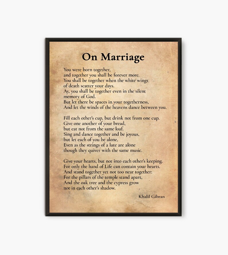 On Marriage Kahlil Gibran Quote inspirational quotes Etsy