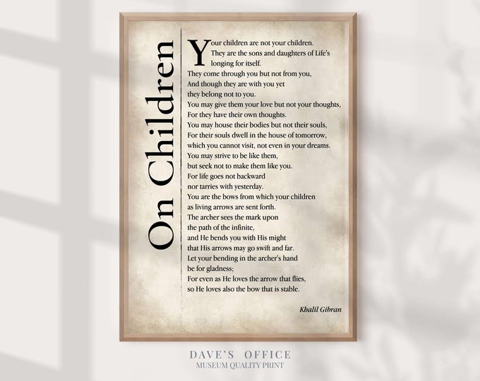 Kahlil Gibran 'On Children' Quote Print: Inspirational Typography