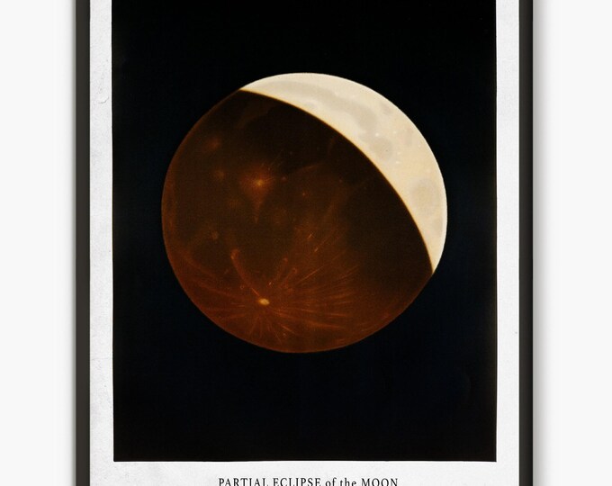Moon Prints Vintage astronomical illustration, Eclipse of the Moon, Moon poster Lunar Poster Luna Poster, Moon Wall Art