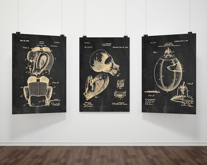 Set of 3 Prints, Boxing Patent Art, Boxing gloves, Boxing painting, Boxing Wall Art,MMA,Boxing Glove,Boxing Ring,Fighting, Boxing gym