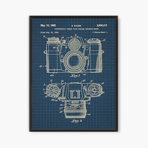Impresión de patente de cámara retro, regalos para fotógrafos de arte de cámara vintage, póster de patente de cámara, regalos de oficina, n.° P129