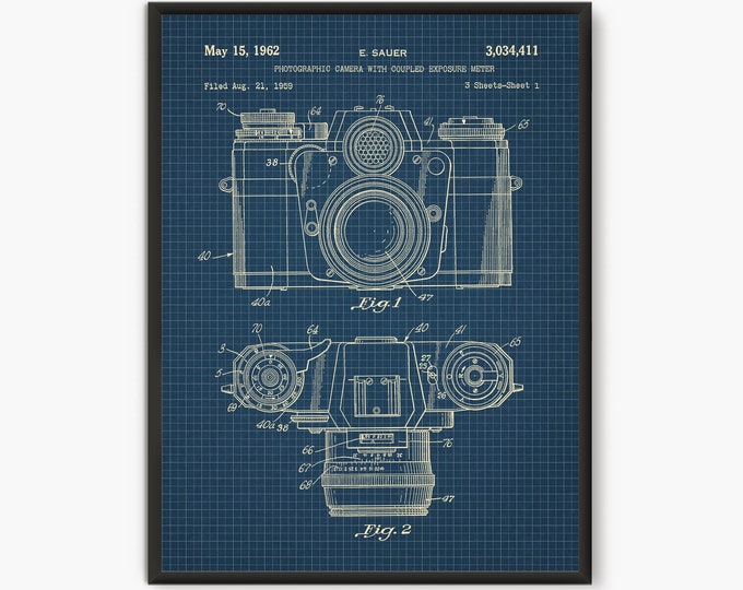 Retro Camera patent print, Vintage Camera Art photographer gifts, Camera Patent poster office gifts,  #P129