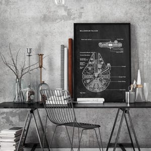 Falcon Patent Art Print: Starwars Blueprint Movie Poster