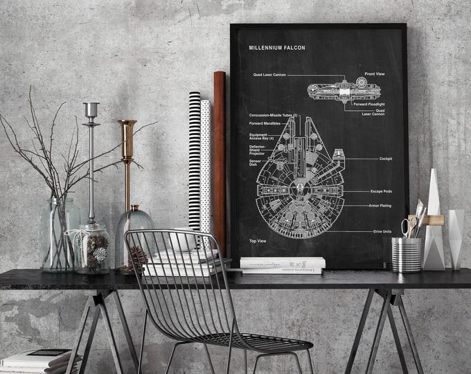 Falcon Patent Art Print: Starwars Blueprint Movie Poster