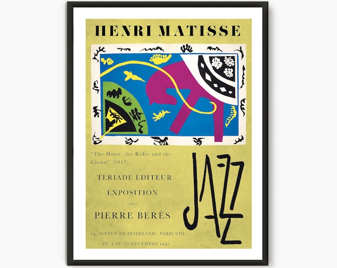 Henri Matisse cut outs, Matisse exhibition poster, Matisse modern art, Museum poster Abstract Wall Art