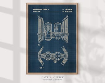 Millennium Falcon Patent Art Print: Star Wars Blueprint Poster