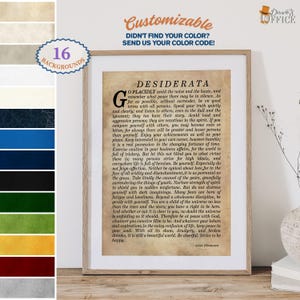 Desiderata Print, Custom quote print, Desiderata Poem, Desiderata Poster, Poetry Wall Art, Graduation Gift, Graduation Idea