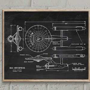 Star Trek USS Enterprise Print, Patent Print, Star Trek Poster, Enterprise Print, Chalckboard Print,Star Trek Art, Star Trek Wall Art #P46