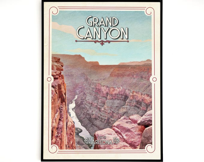 Grand Canyon poster, Grand Canyon travel print, Grand Canyon wall art, Arizona print
