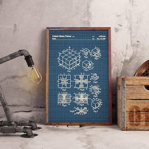 Zauberwürfel Patent Print: 1983 Vintage Blueprint Art