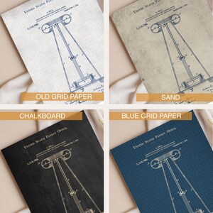 Juego de láminas de patentes de Nikola Tesla, arte de planos antiguos (juego de 6) imagen 2