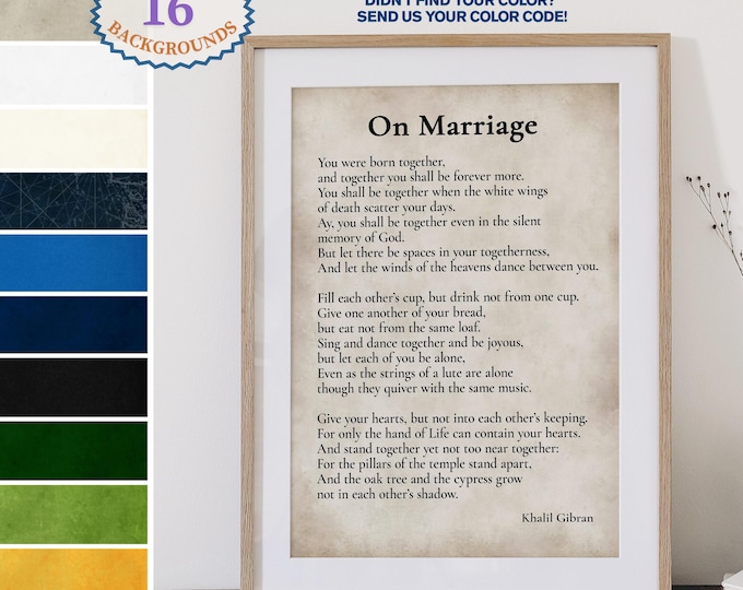 On Marriage Kahlil Gibran Quote,Custom quote print,  inspirational quotes typography print