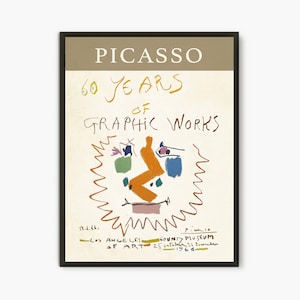 Pablo Picasso exhibition poster, Picasso museum print, Pablo Picasso Modern Art print, Picasso Graphic Works