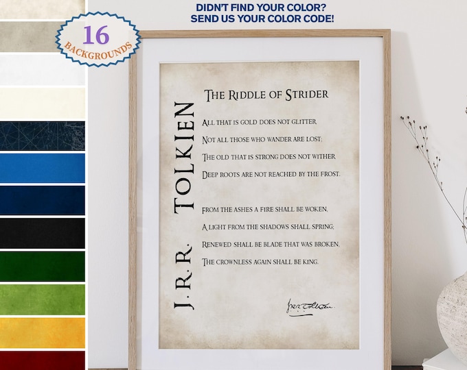 All that is gold does not glitter, Custom quote print, JRR Tolkien, Quote, Home decor