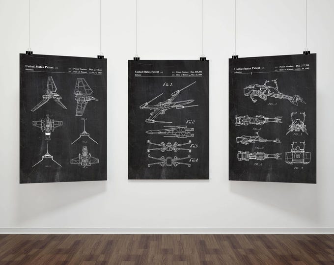 Star Wars,Speeder Bike,Star Wars Movie Patents, Patents Speeder Bike,Speeder BikeStar Wars Patent Print Set Of 3, Set Of 3 Print #77