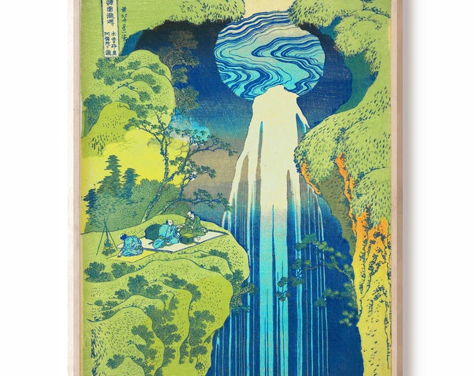Katsushika Hokusai Mino no kuni yōrō no taki waterfall, Japanese Art ukiyo-e woodblock Print, Japanese decor vintage art print