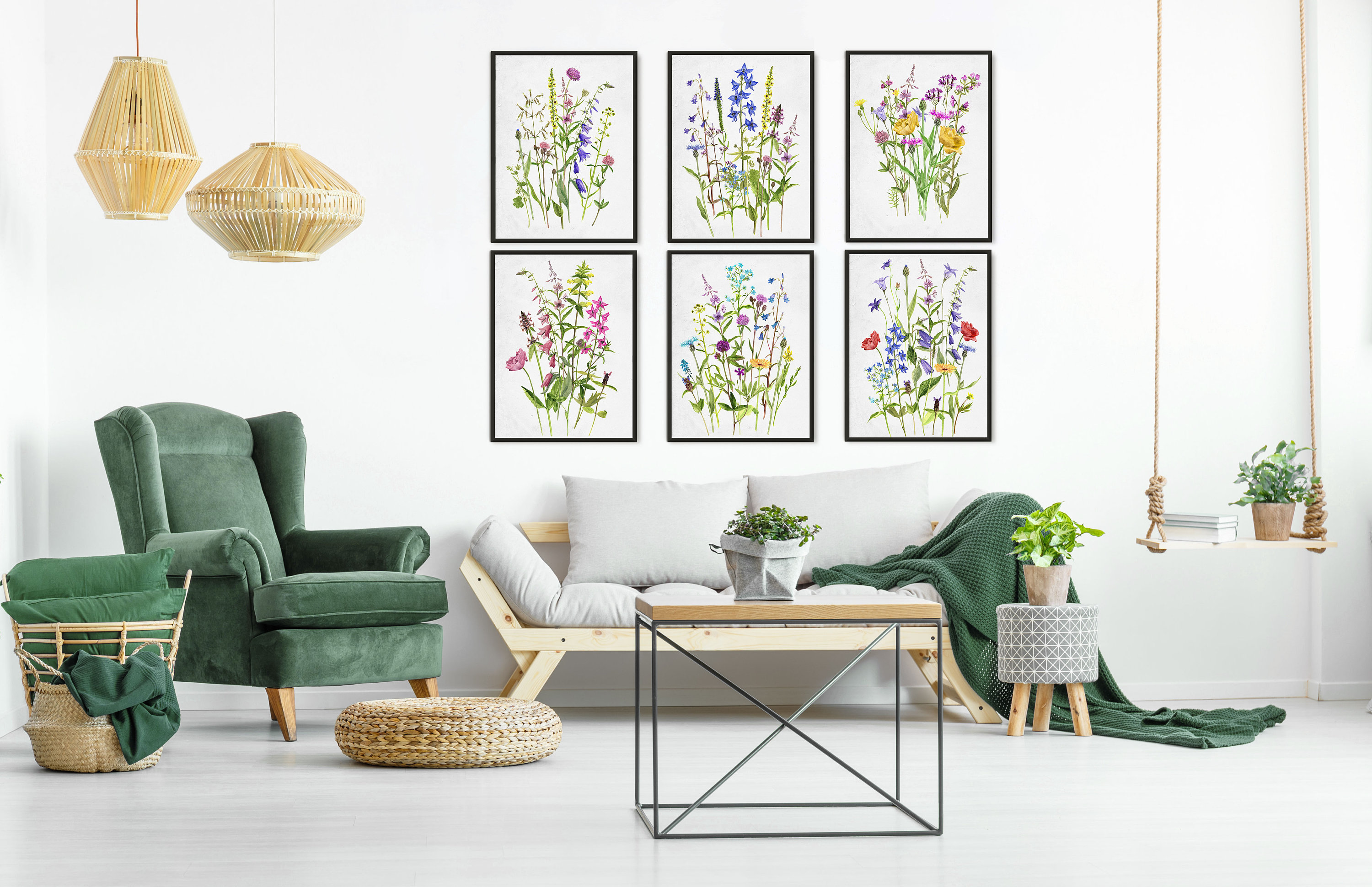 Wildflowers Watercolor Wall Art Set of 6 Prints Wild Field - Etsy