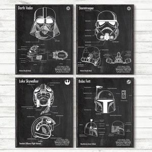 Star Wars Art Print Set of 4 prints,Star Wars Print,Star Wars Wall Art Print,Star Wars Decor,Star Wars Wall Decor,Starwars Gift Man #P296