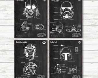 Star Wars Art Print Set of 4 prints,Star Wars Print,Star Wars Wall Art Print,Star Wars Decor,Star Wars Wall Decor,Starwars Gift Man #P296