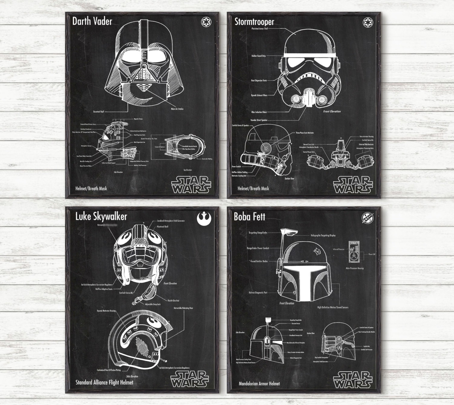 Wars Art Set of 4 Printsstar Wars Printstar Wars - Etsy