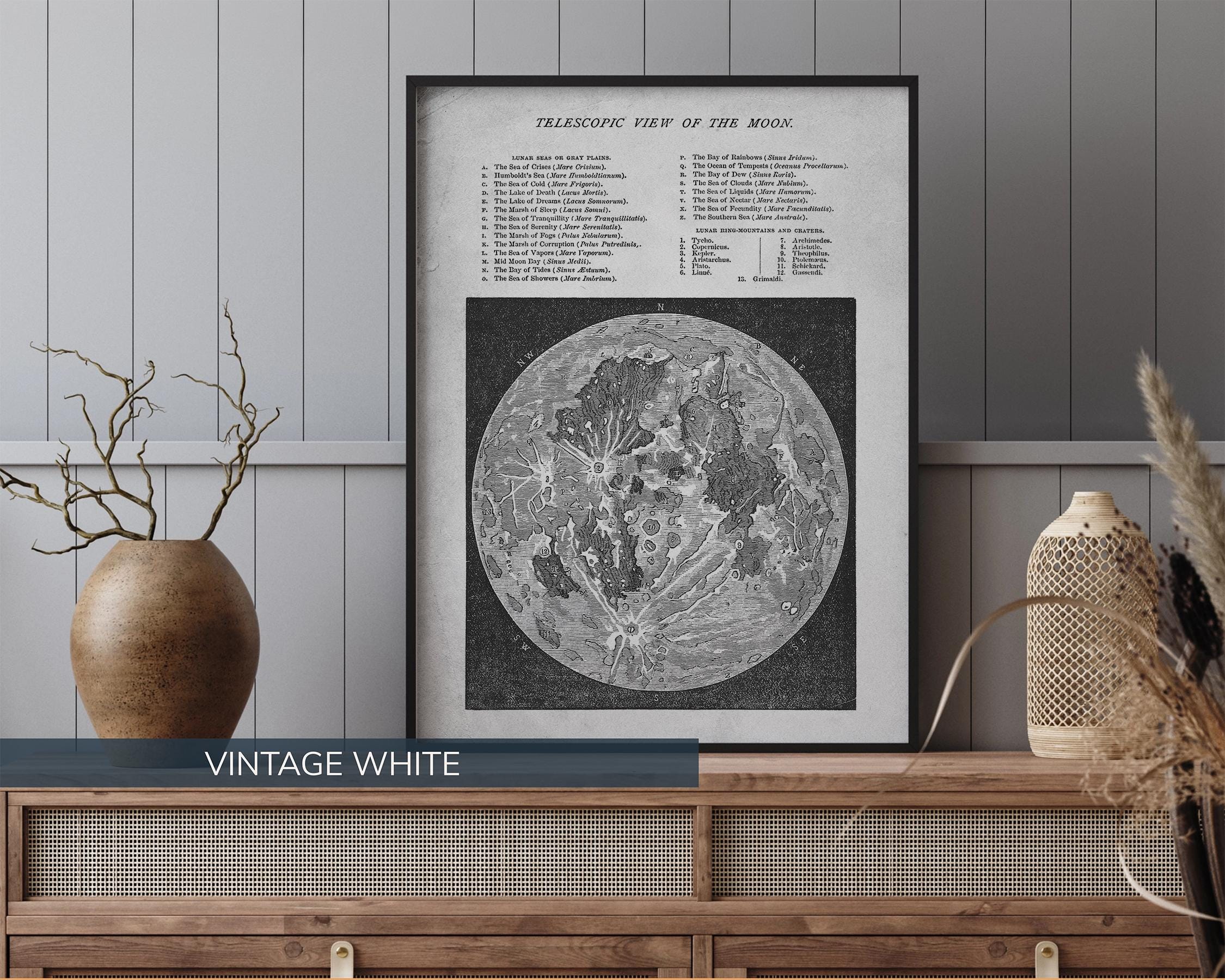 Full Moon Map.pdf Full Moon Map Print: Vintage Lunar Astronomy, Telescopic View - Etsy