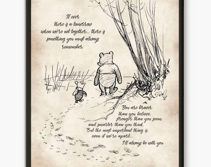 Classic pooh bear quote, Winnie the pooh illustration, pooh and piglet nursery decor