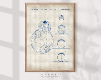 BB-8 Patent Blueprint Poster: Star Wars Art Print