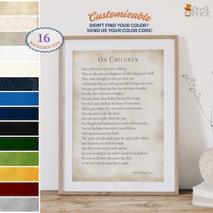 Citaat van Kahlil Gibran op kinderen, aangepaste quote print, inspirerende citaten typografie print