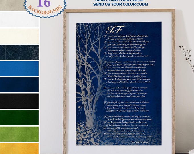 If Rudyard Kipling poetry gifts, Custom quote print,Kipling poem motivational poster,  If By Kipling inspirational Student Art Poetry Decor