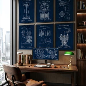 Vintage Tesla Patent Prints Set of 6 Science Wall Art Electrical Engineer Gift Poster