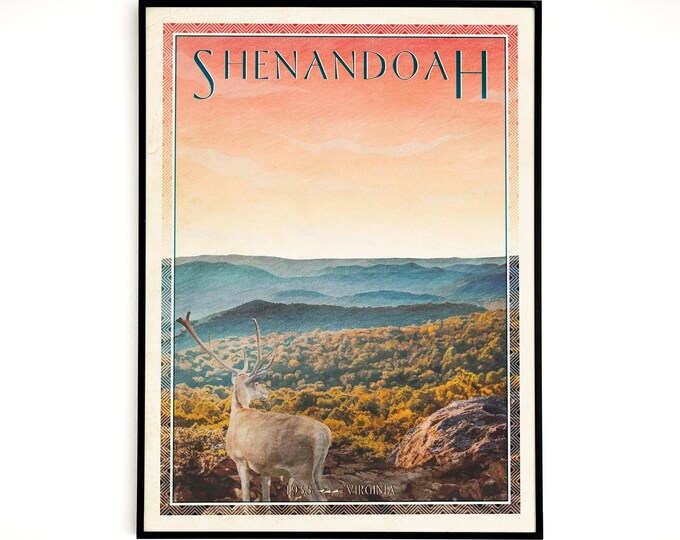 Shenandoah National Park print, Shenandoah Travel Poster, Appalachian Trail Hiking Poster, Shenandoah valley national Park art