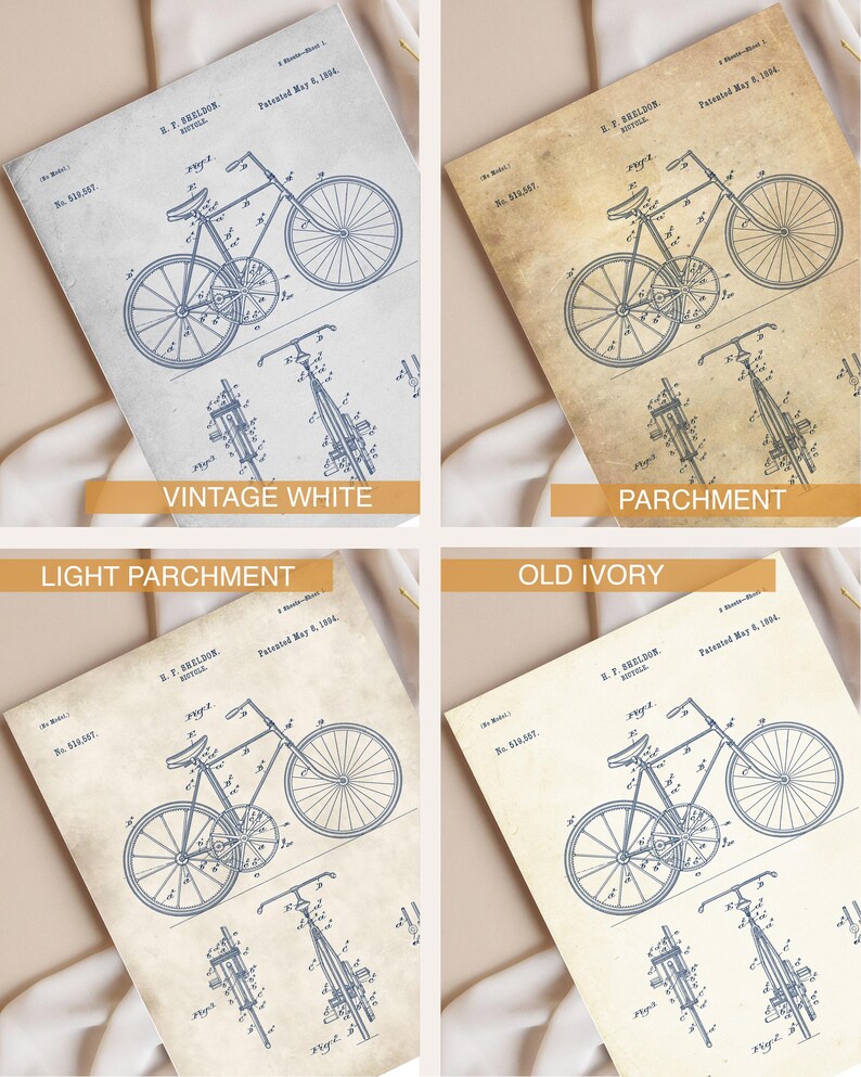 Vintage Bicycle Patent Prints Set, Restored Diagrams Wall Art (Set of Six) image 3