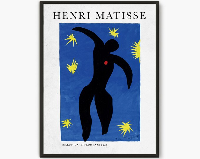 Henri Matisse Icarus Exhibition Poster, Henri Matisse Jazz cut out, Papiers Découpés Vintage Museum print