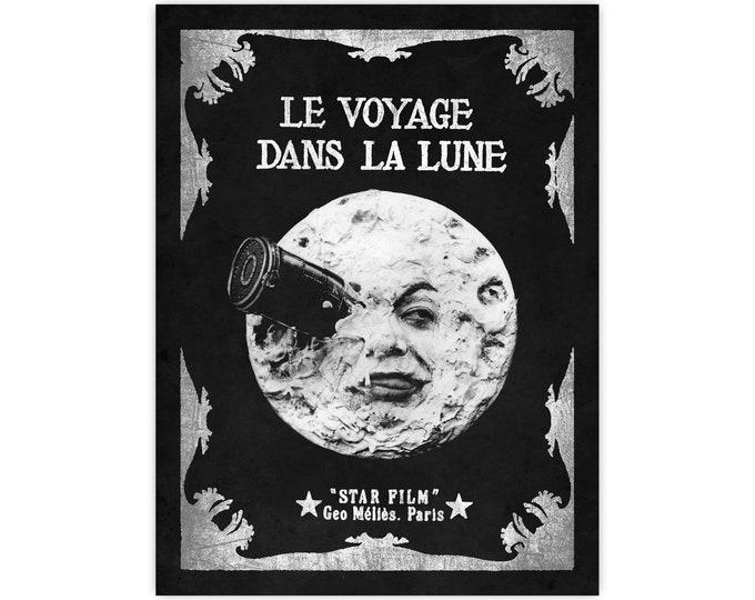 Silent movie poster Georges Melies Le voyage dans la lune, Science fiction A Trip to the Moon cult film Cinema Print
