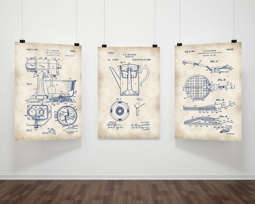 Coffee Patents Art Print Set: Kitchen, Restaurant, Dining Room Decor - Etsy