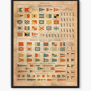 Vintage Nautical print, Nautical Flags wall art, Sailor Print, Marine Poster, Sailing art, Nautical decor, Nautical gift, L38 image 4