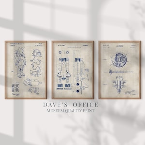 Set of 3 Space Suit Patent Prints NASA: Blueprint Wall Art Astronaut ...