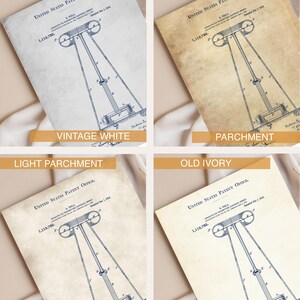 Juego de láminas de patentes de Nikola Tesla, arte de planos antiguos (juego de 6) imagen 3