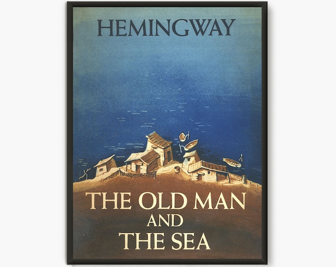 The old man and the sea First Edition book cover print, Ernest Hemingway 1st Edition Cover