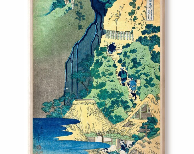 Katsushika Hokusai Japanese Art Kiyotaki Kannon Waterfall ukiyo-e, Japanese art woodblock prints Housewarming gift, vintage Japanese print