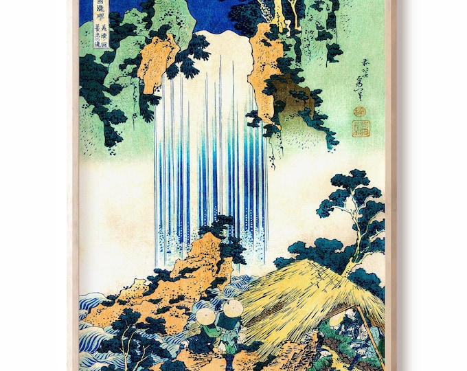 Katsushika Hokusai Yoro Waterfall Japanese Wall Art ukiyo-e woodblock Print, Vintage poster Housewarming gift, vintage Japanese Art print