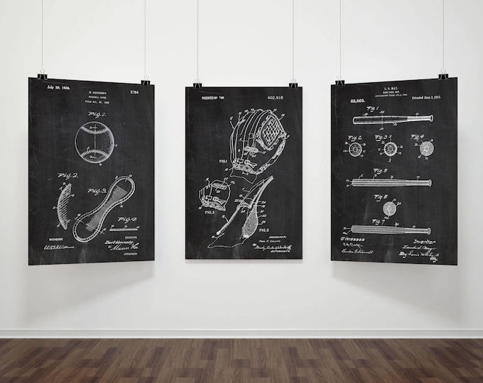 Baseball bat, Baseball Glove, Baseball bedroom, Baseball Patent, Baseball sign, Coach gift, Baseball Gifts, Baseball Nursery Art, #P337