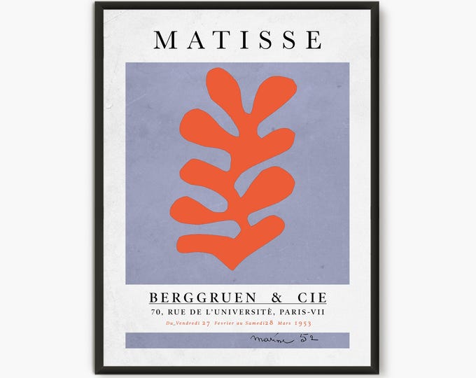 Matisse exhibition poster, Matisse cut out poster, Henri matisse lithograph, henri matisse art poster