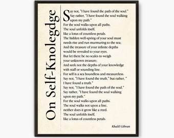 On self knowledge, Kahlil Gibran Quote, Home decor