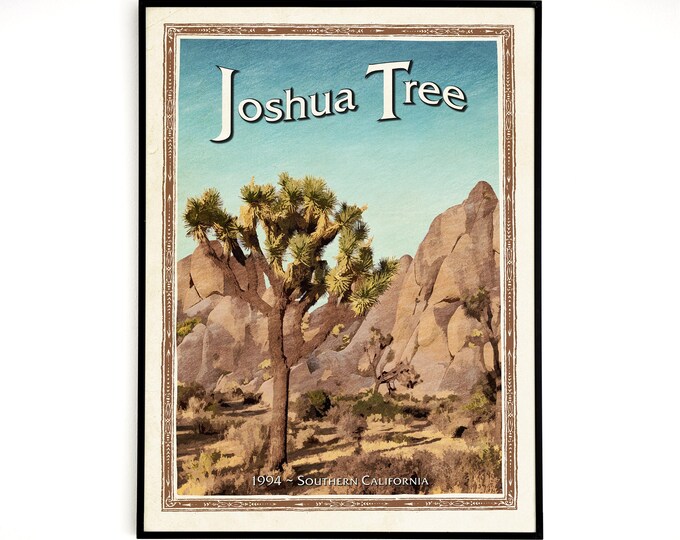 Joshua Tree National Park Poster, National Park Print Travel Poster, Art print Travel Gift