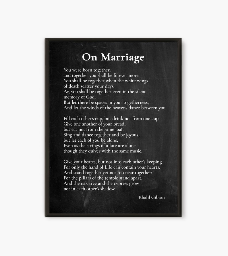 Sur le mariage Kahlil Gibran Quote citations inspirantes