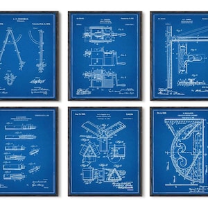 Architektur Drucke 6er Set Architektur Zeichnung, Lineal Kompass Bleistifthalter Geschenk für Architekt #P109