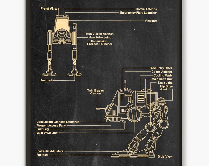 AT-PT Walker, Blueprint,Patent Star Wars, patent Poster,at-pt Walker Print,Star Wars Print,Movie Art,Star Wars P242